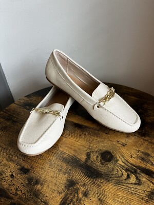 Nautica Shoes Womens 10Raintree Loafer Flat Cream Faux Leather Casual Square Toe