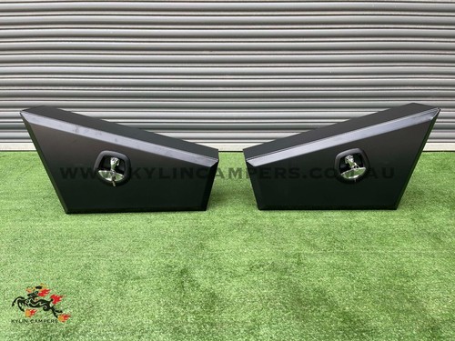 1 Pair Black Aluminium Under Tray ToolBox 750mm Underbody Ute Truck Storage Box