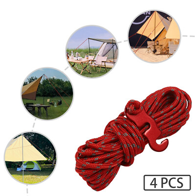 4Pcs Camping Abspannleinen Seile, Abspannleine mit Zelt Seilspanner Rot |  eBay.de