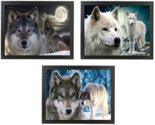 White Wolf Laptray Grey Howling Prowling Cushion Lap Dinner Tray Present Gift