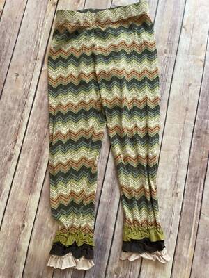 Matilda Jane size 10 Field Trip Ziggy Brown Leggings Chevron zig zag 1/3 B13