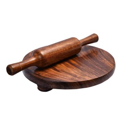 Wooden Handmade Chakla Belan Rolling Pin Kitchen Roti Maker 