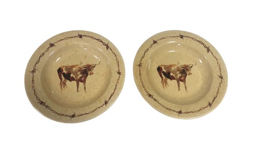 4 Classic West Collection Eve Armson Cowboy Living RimSoup Bowls 9.25" Signed - Picture 5 of 15