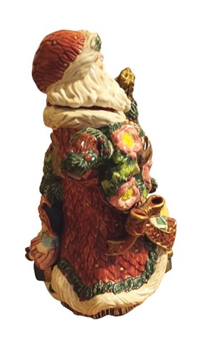 1996 Fitz and Floyd 26 oz Santa Claus CERAMIC TEAPOT/ PITCHER/COOKIE JAR - Picture 5 of 9