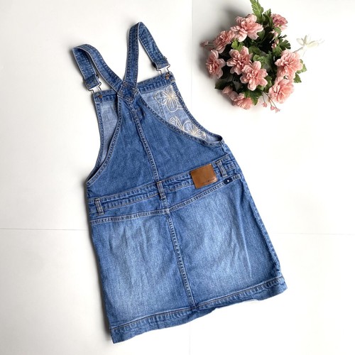 Lucky Brand Blue Medium Wash Distressed Denim Overall Dress, Girls Size L - Picture 13 of 13