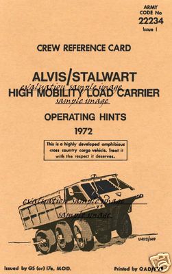 Alvis Stalwart Handbuch High Mobility Amphibious Cargo Vehicle seltene Besatzung PDF
