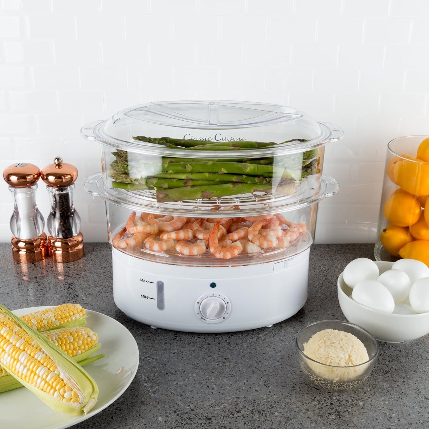 Vegetable Steamer Rice Cooker- 6.3 Quart Electric 11"D x 11"W x 12.25"H