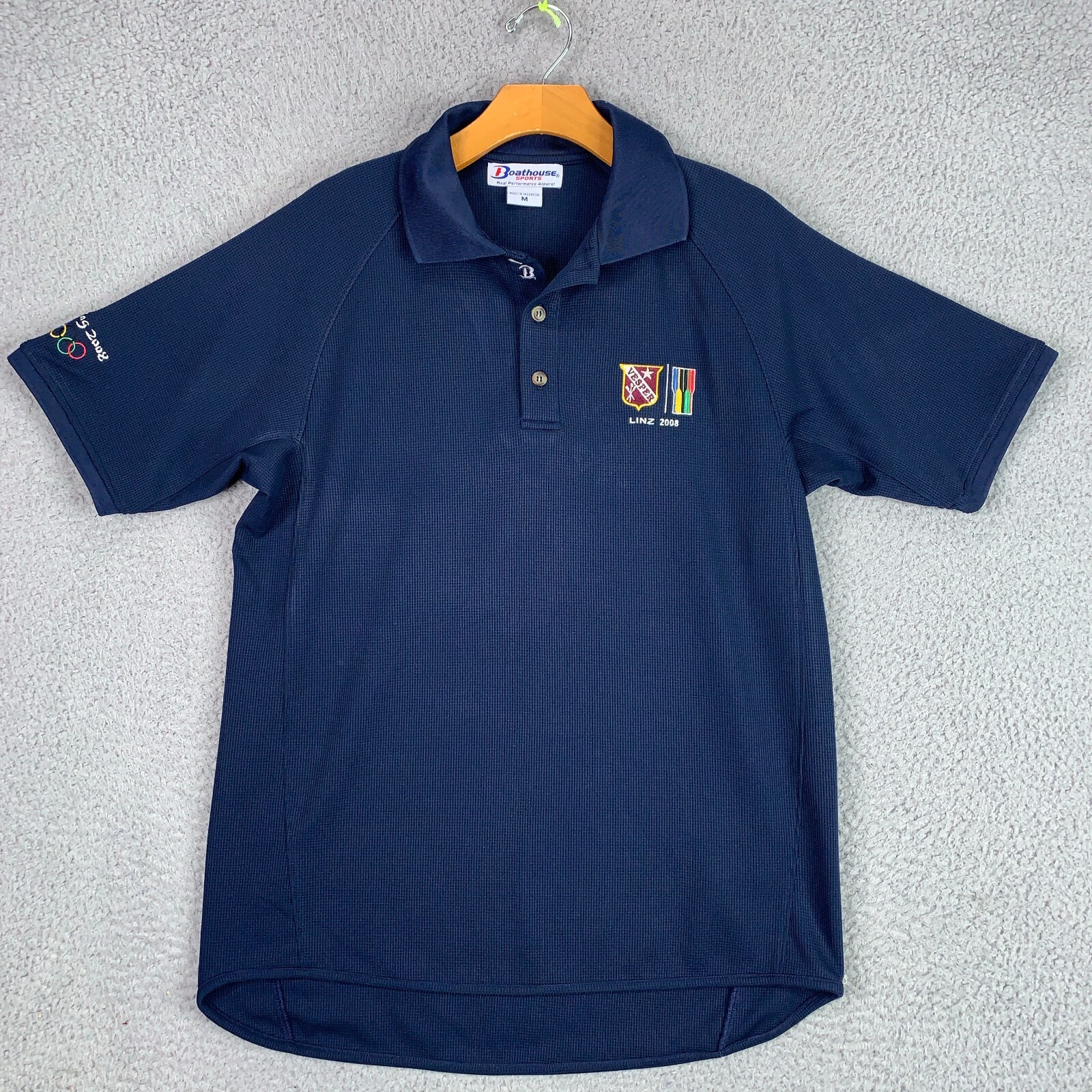FILA Polo Boatho Uomo Blu Medio Pechino 2008 Olimpiadi Vespri LINZ Canottaggio