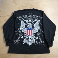 A3489 Outlaw Threadz Mens Black S/S Graphic T-Shirt Live Fast Skulls Size Medium