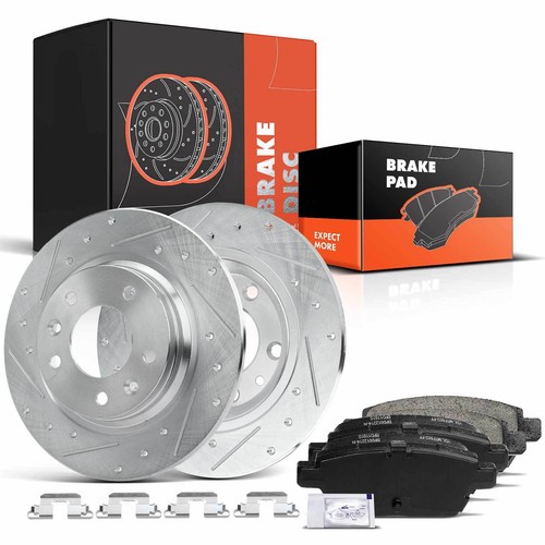 AutoShack Front & Rear Drilled & Slotted Brake Rotors Ceramic Brake Pads | Replacement For Ford Explorer Sport Trac 2006-2010 Mercury Mountaineer 4WD | E-Coated | 12-PC Brake Kit | ShadowGuard - Foto 8