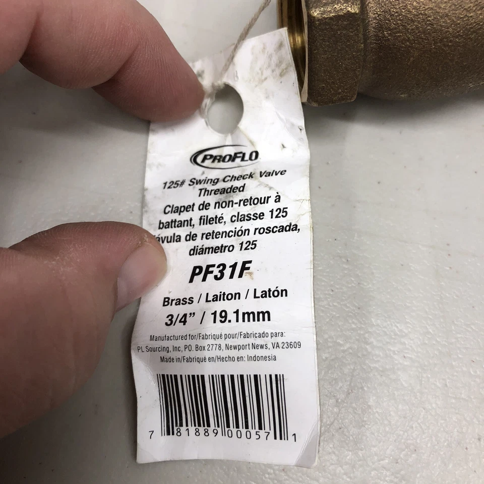 ProFlo 3/4” Cast Brass NPT Threaded Swing Check Valve, 200 WOG/125 - Image 3 of 3