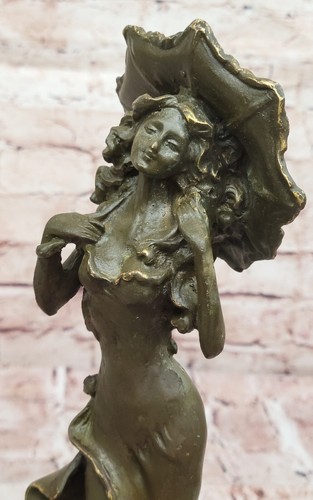 Statue de collection en bronze jeune fille victorienne avec parapluie sculpture par Mavchi vente - Photo 7/10