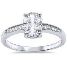Solitaire 2.25ct Oval Cubic Zirconia .925 Sterling Silver Ring