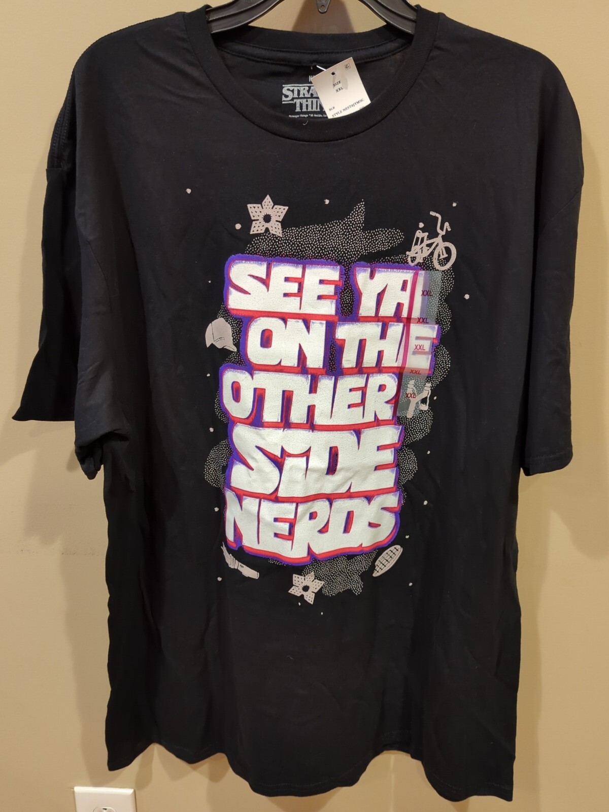 ALTRA Maglietta nera Stranger Things SEE YOU ON THE OTHER SIDE NERDS. Uomo Taglia 2XL