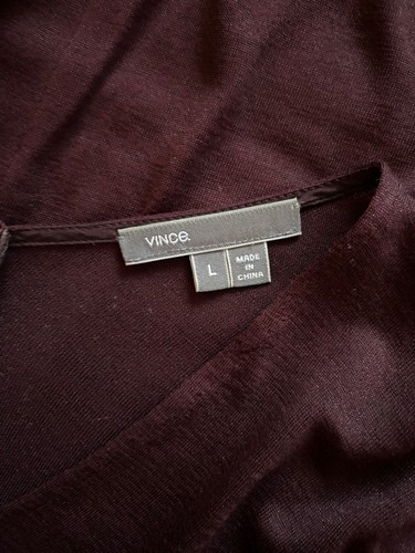 Vince. Kastanienbraun Rayon Mischung V-Ausschnitt Langarmshirt Oberteil Größe Large - Bild 5 von 6