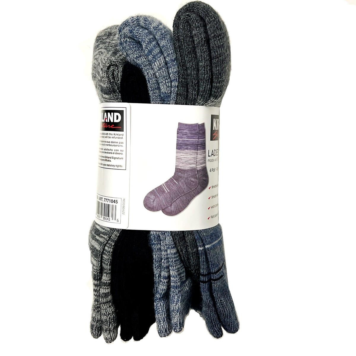 4 Pairs Kirkland Signature Women Ladies Extra Fine Merino Wool