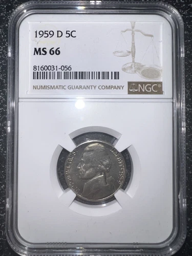 1959 D Jefferson Nickel - NGC MS66.