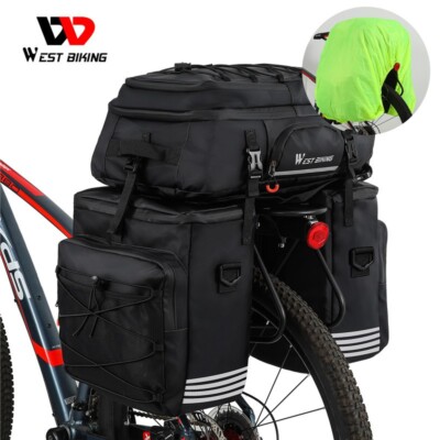 WEST BIKING 3 in 1 Bicycle Trunk Bag Waterproof Bike Pannier Rack Pack Bag 48L