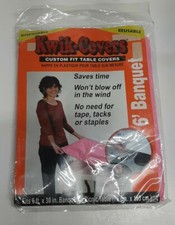 Kwik-Covers Fitted Table Covers - 6' Banquet, Fits 6 ft x 30 in table pink