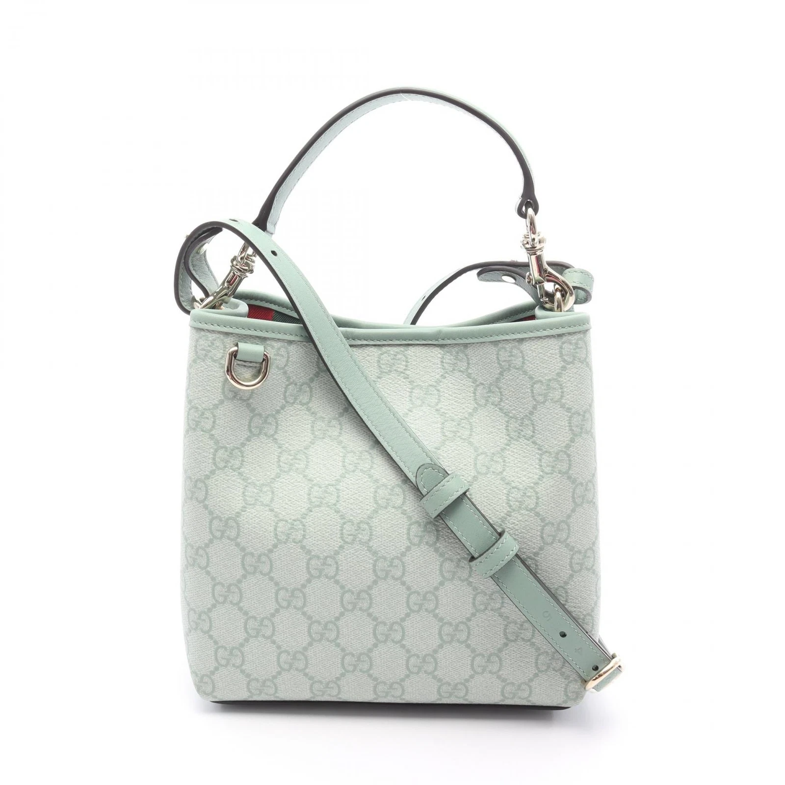 GUCCI GG Emblema piccola tracolla secchiello borsetta 815118 FAD6L 8458 tela verde