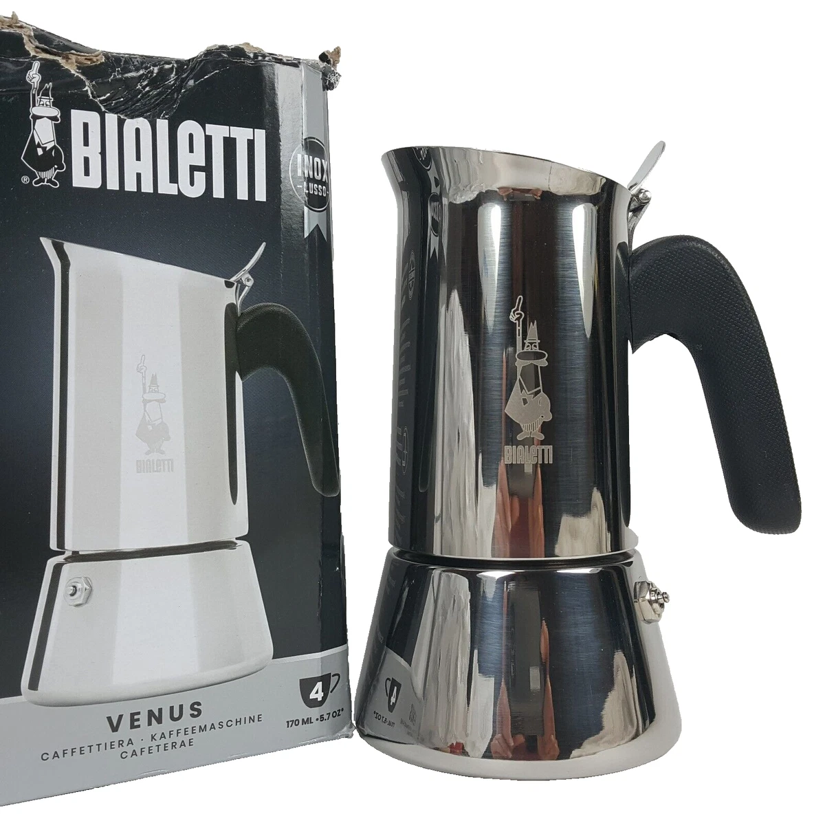 Bialetti Venus Box 4 Cup Espresso Maker, Silver