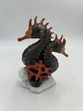 Herend Hungary Double Seahorse Hand Painted HTF Figure Mothers Gift Beach Shore