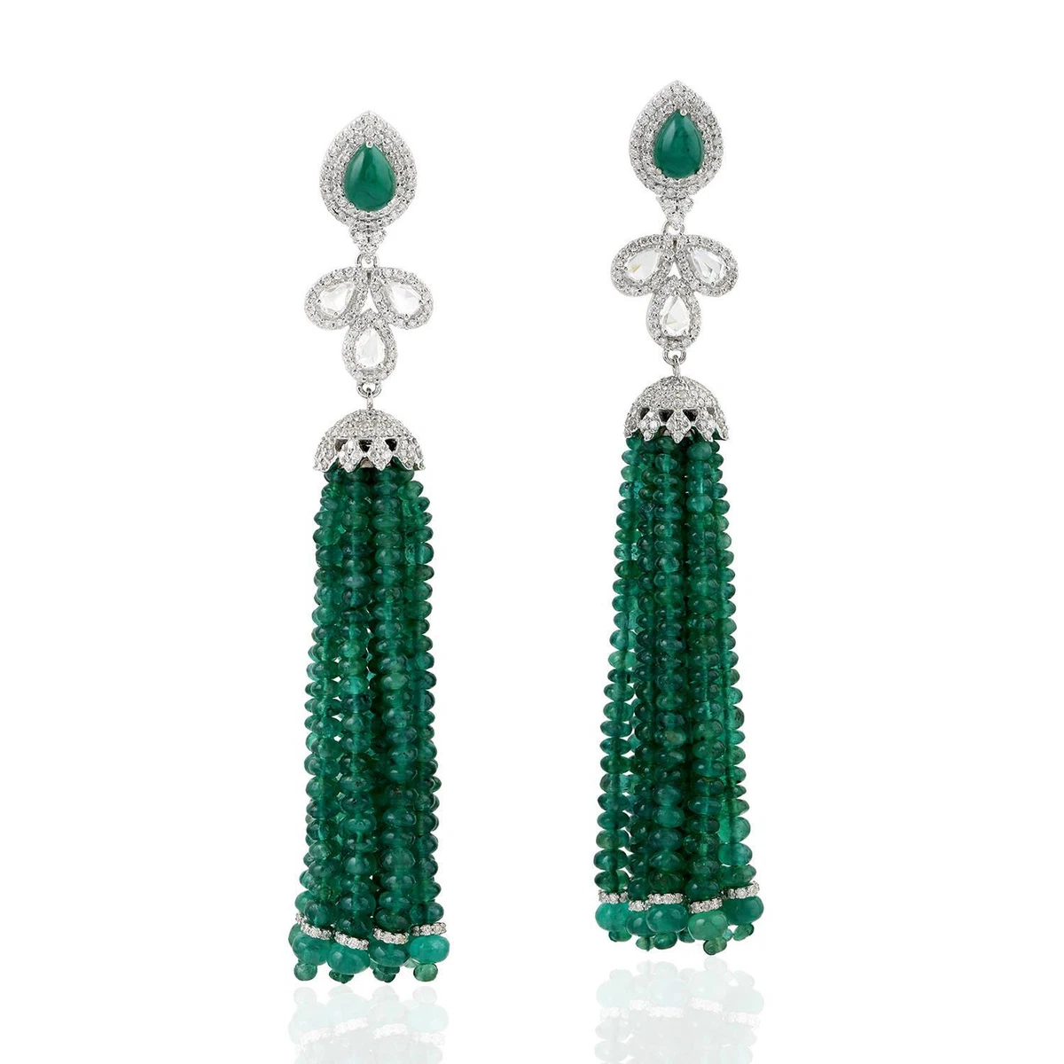 Emerald beads earrings discount