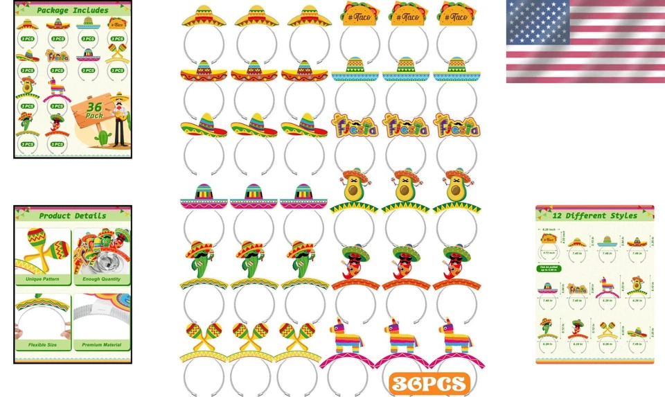 Diademas vibrantes de cartón Cinco de Mayo - 12 diseños únicos para celebraciones Foto 2 de 4