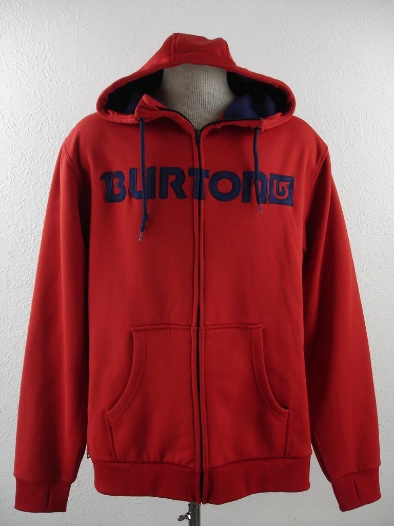 Men's sz L Burton Bonded DryRide Full-Zip Hoodie Sweatshirt Jacket Red Navy  Blue