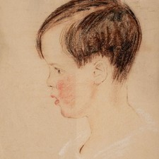 Neue Sachlichkeit Kinderporträt Junge Elisabeth Kronseder signiert Pastell 1927