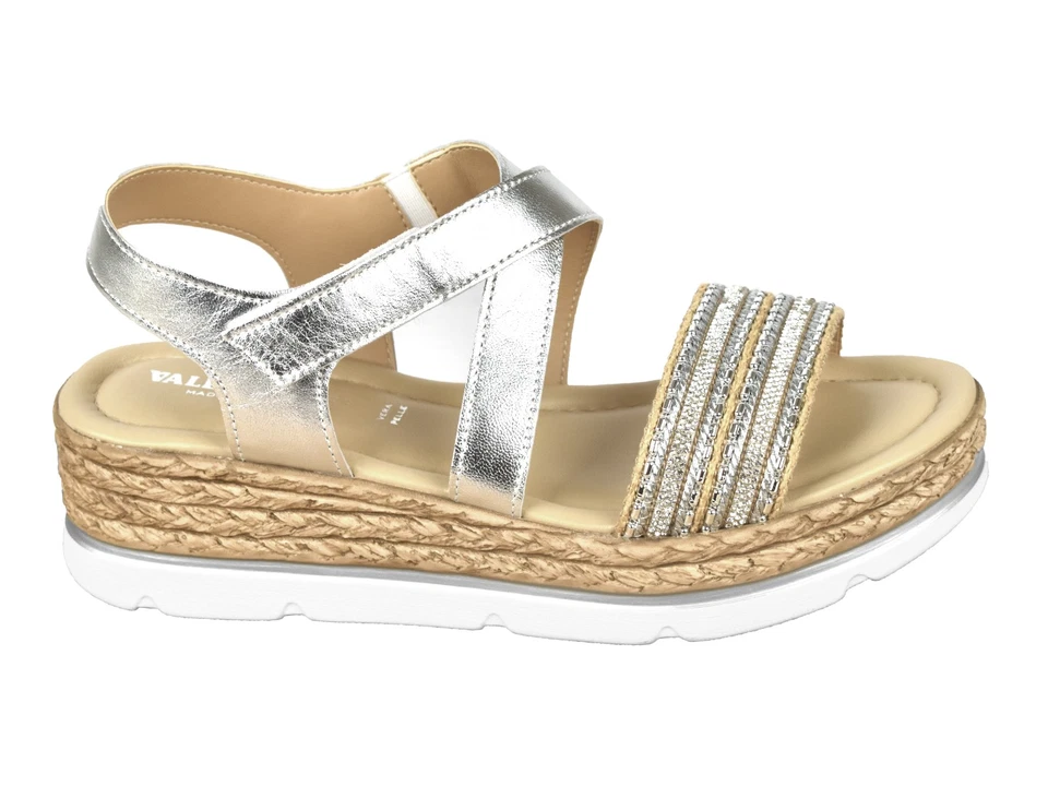 VALLEVERDE SANDALI IN PELLE DONNA ESTATE 32360 CON ZEPPA ARGENTO - Immagine 2 di 3