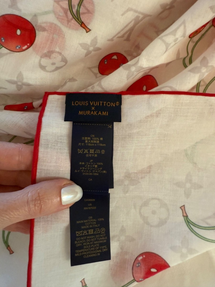 Louis Vuitton Murakami LV x TM Monogram Cerise Shawl Cotton Scarf