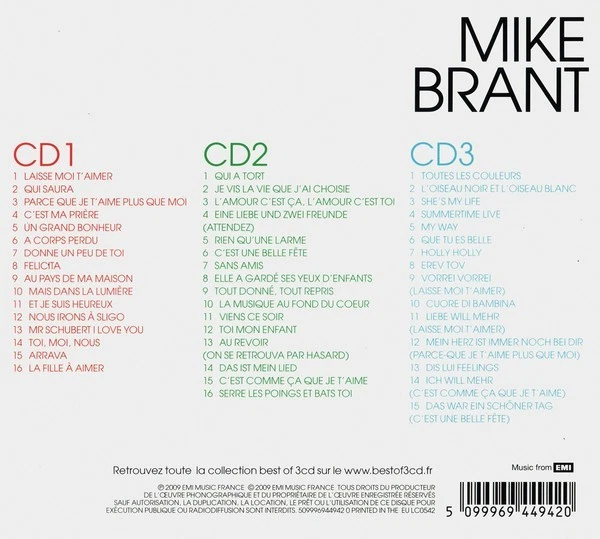 TRIPLE CD DIGIPACK 47 TITRES THE BEST OF MIKE BRANT BEST OF 2009 - Photo 2/4