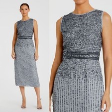 NWT Size 16 Mac Duggal Sleeveless High Neck Beader Midi Sheath Dress