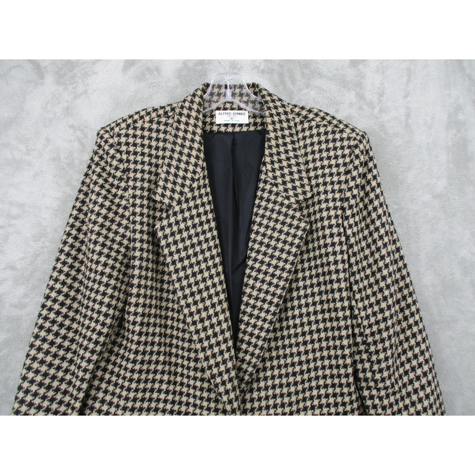 Винтажный блейзер Alfred Dunner 12 Petite Houndstooth опрятная шерсть Academia Office - Изображение 3 из 4
