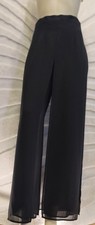 VTG MSK 90s Black Wide Leg Palazzo Pants Sheer Lined Overlay Size Small
