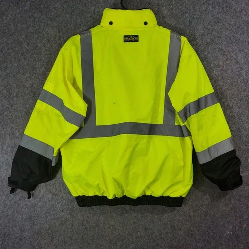 Radians Jacket Mens Large Yellow Black Hi Vis Reflective 3 In 1 Hooded Workwear image 8