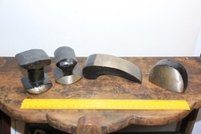 4 Vintage Auto Body Dolly Hammer Tool Heel Wedge Utility Railroad Dollies Comma