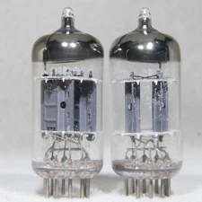 Matched Pair Amperex Bugle Boy 12AU7/ECC82 Short Plate O-Getter Holland Strong