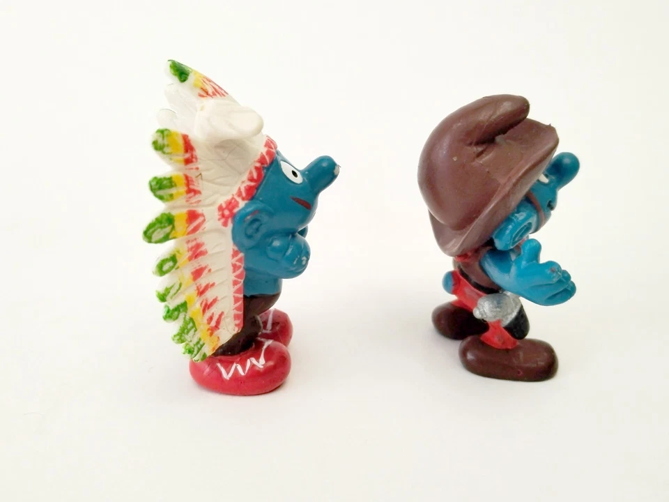Original Smurfs Cowboy And Indian Smurfs 1981 - Imagen 2 de 4