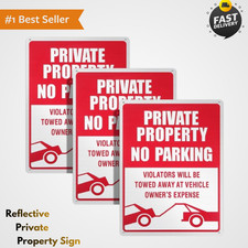 3-Pack No Parking Signs – 14 x 10 Inches Reflective Private Property Signs