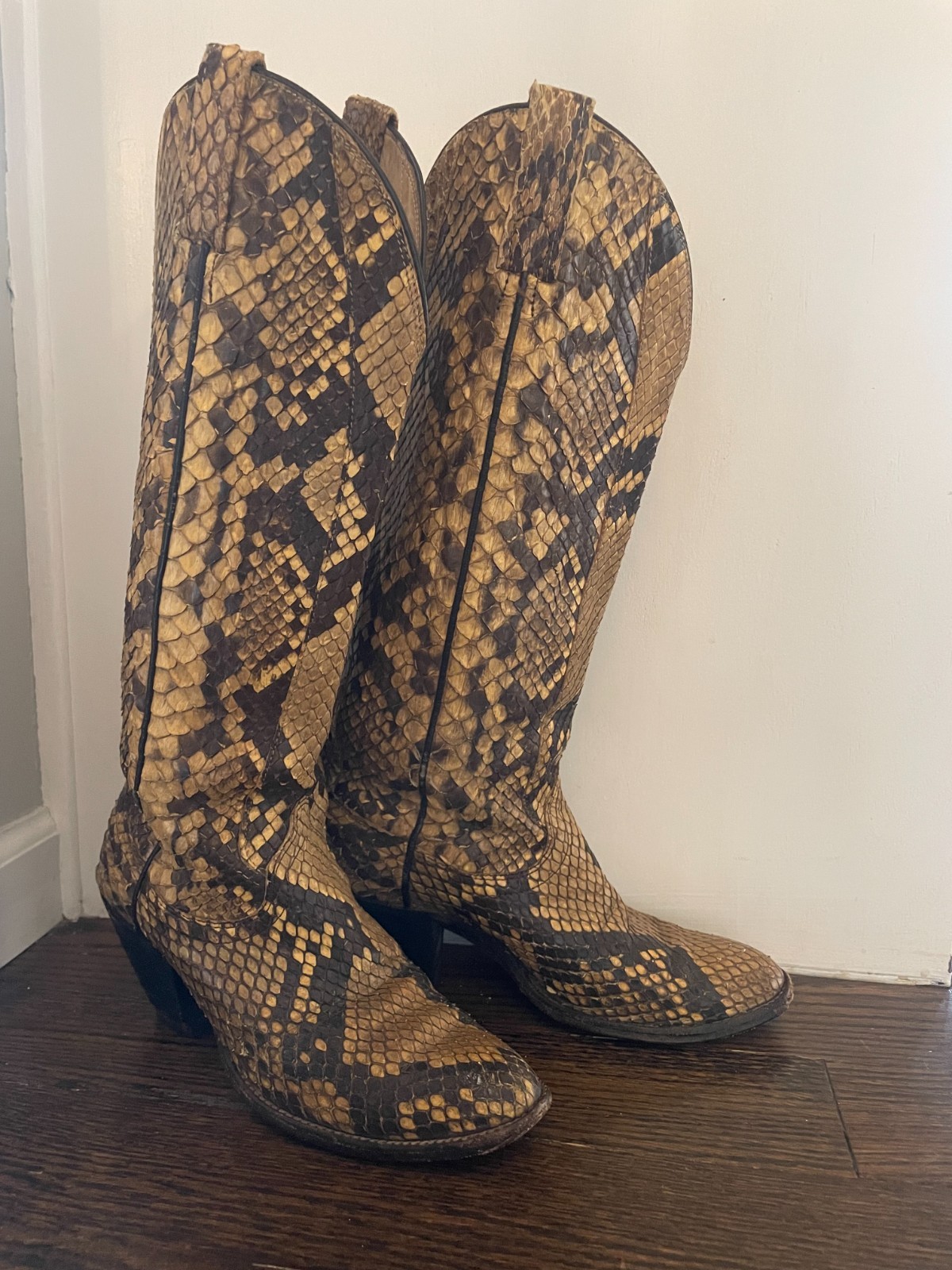 Dan Post Vintage Full Cut Python Snake Western Co… - image 1