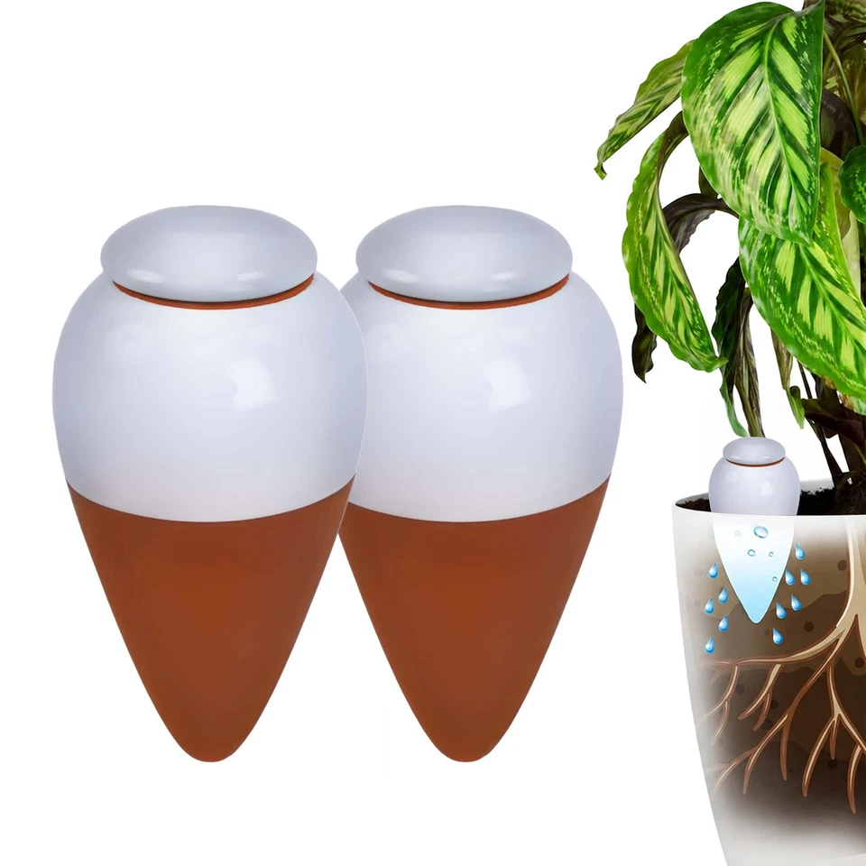 Cônes d'arrosage en terre cuite pour plantes - Ensemble avec couvercles - Photo 2/4