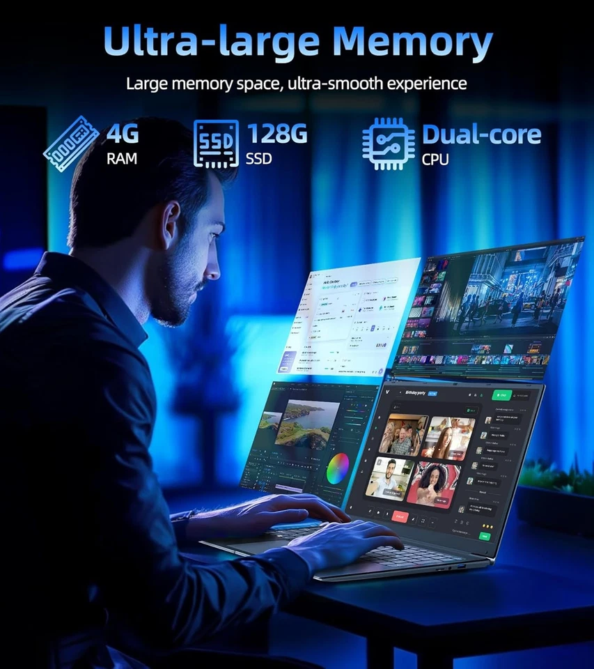 SGIN 17.3 Zoll Laptop Computer 128GB 256GB 512GB SSD Window 11 Celeron 8000 mAh - Bild 4 von 4