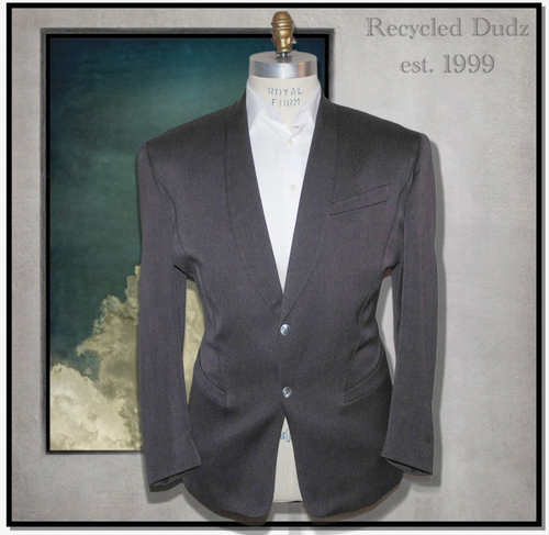Vtg Thierry Mugler Men's US 42 Blazer Jacket Gray Wool Blend Snap Front - Picture 2 of 17
