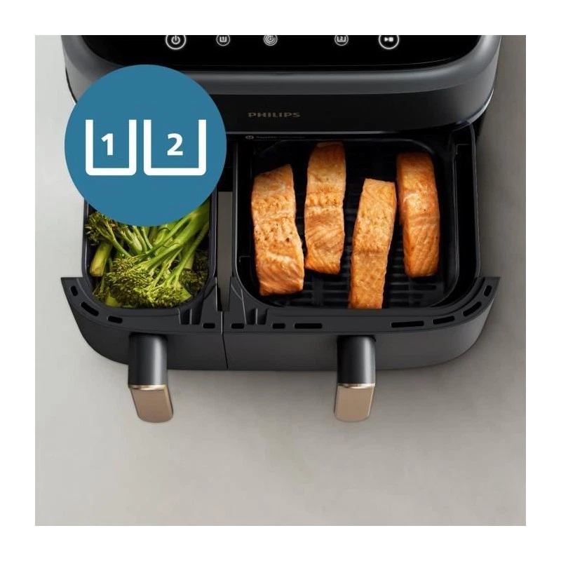 Friteuse sans huile - PHILIPS - NA352/04 - 9L - Double panier - Écran tactile +  - Photo 3/4