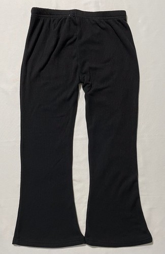 Btween Girls Flared Leg Leggings Ribbed Knit Size 7 Black Polyester/Spandex Soft - Picture 2 of 6
