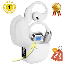 Wireless V5.4 Open Ear Earbuds w/ Earhook LED Display Charging Case Waterproof