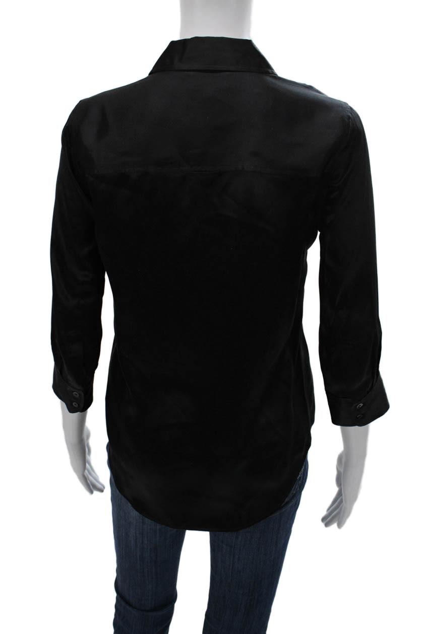L'Agence Women Basic Button-Up Silk Collared 3/4 … - image 4