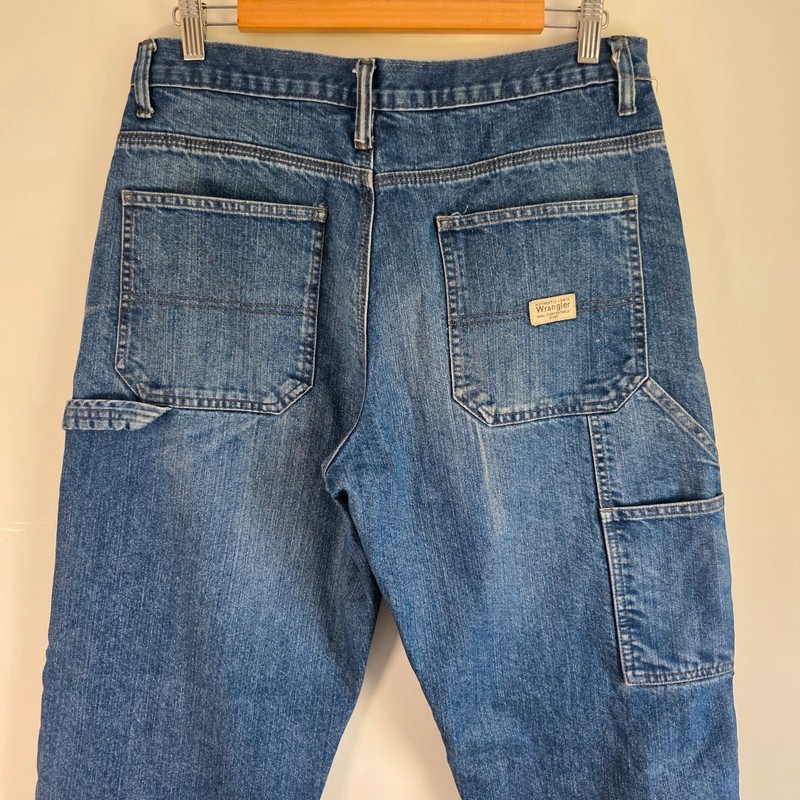 Wrangler Carpenter Jeans W32 L31 Blue Fleece Lined Workwear Utility Gorpcore image 7